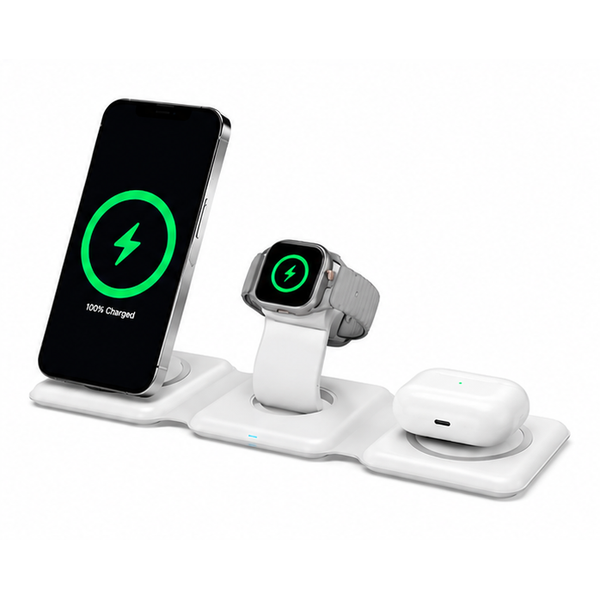 15W 3-in-1 Magnetic Wireless Charging Station Foldable Phone Charger Dock