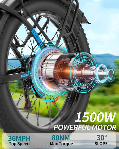 Ridstar MN-26 Electric Bike 1500W Motor 48V 20AH Battery Unfoldable Fat Tire City Commuter E-bike