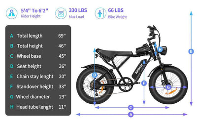 Ridstar Q20 Lite Electric Bike For Adults 1000W Motor 48V 15AH Battery
