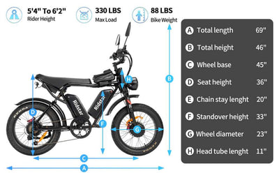 Ridstar E Bike Q20 Pro 2000W Motor 52V 40AH Battery
