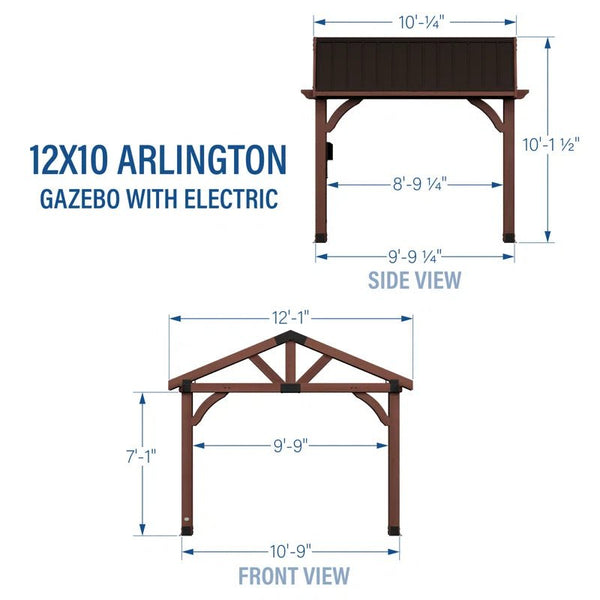 Arlington 12 Ft. W X 10 Ft. D Solid Wood Patio Gazebo