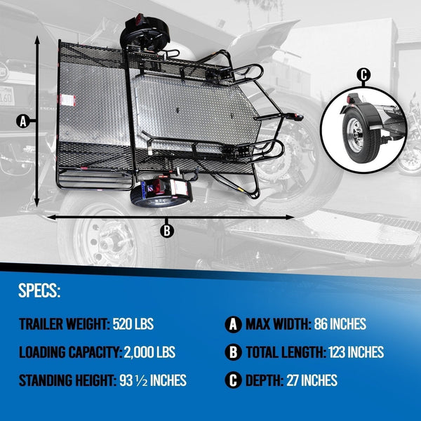 Go! Series Dual Rail Ride-Up Folding Motorcycle Trailer Discounted
