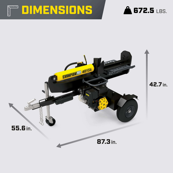 Champion 201091 Pro 40-Ton Log Splitter Horizontal/Vertical Full Beam Gas With Auto Return New