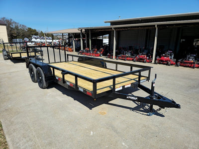 6’4″ x 16 Utility Trailer Double Axle Dovetail With Gate Powder Coated (2) 3500lb Axles