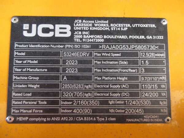 New 2026 JCB S3246E Scissor Lift