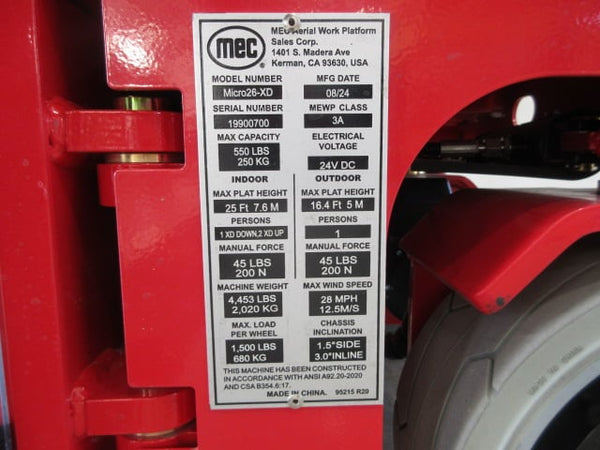 New 2026 MEC MICRO26-XD Scissor Lift