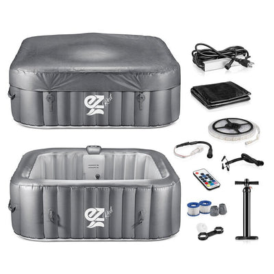 4-Seat Inflatable Pool Spa – Portable Hot Tub Spa with Light and Remote Control