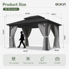 Gazebo 10×14 Hardtop Gazebo with Double Galvanized Steel Roof, Gray | Metal Frame Outdoor Pavilion with Breathable Netting and Privacy Curtain for Backyard