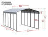 Arrow Carport, 12 ft. x 24ft. x 9ft. Charcoal 12′ x 24′ x 9′