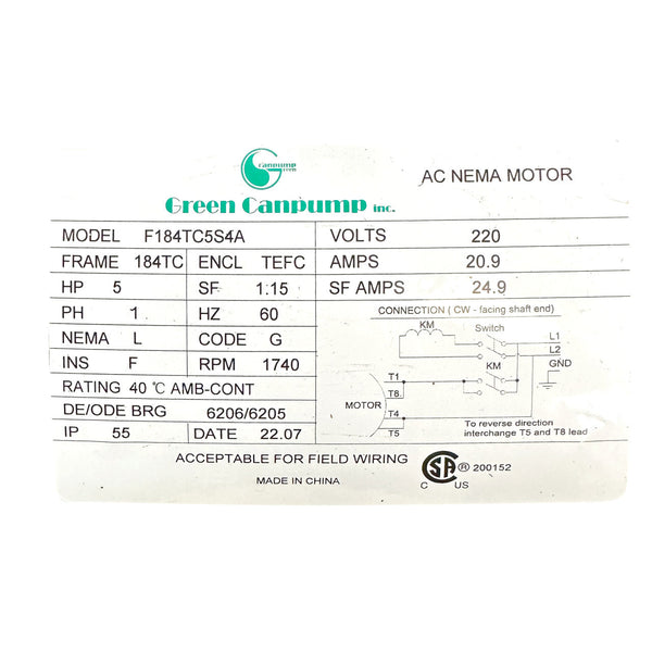 Canpump Wall-Mount Pressure Washer 1500 PSI 5 GPM 5 HP 240V Total Stop System New
