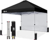 CROWN SHADES 10×10 Pop Up Canopy with 1 Side Wall – Beach Tent with One Push Setup – Outdoor Sun Shade for Events, Parties, Camping – Gazebo with STO-N-Go Cover Bag (Black)