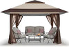 CROWN SHADES 13×13 Pop Up Gazebo, Canopy Tent, Gazebos on Clearance – Outdoor Gazebo for Backyard & Patio Furniture – Carpa Pop Up Tent with Wheeled STO-N-Go Cover Bag (Beige & Coffee)