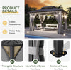 Gazebo 10×14 Hardtop Gazebo with Double Galvanized Steel Roof, Gray | Metal Frame Outdoor Pavilion with Breathable Netting and Privacy Curtain for Backyard