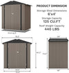 Patiowell 6×4 FT Outdoor Storage Shed, Garden Tool Storage Shed with Sloping Roof and Double Lockable Door, Outdoor Shed for Garden Backyard Patio Lawn, Brown