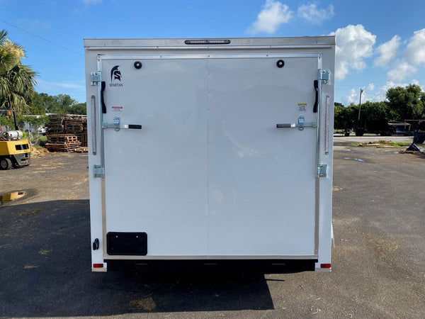 Spartan 7×12 Enclosed Cargo Trailer Tandem Axle – White Heavy-Duty Cargo Hauler SP7X12TA
