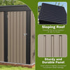 Patiowell 5×3 FT Outdoor Storage Shed, Tool Shed with Sloping Roof and Lockable Door, Metal Shed for Backyard Garden Patio Lawn, Brown