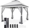 Yaheetech 11×11 Pop Up Gazebo Outdoor Canopy Shelter, Instant Patio Gazebo Sun Shade Canopy Tent with 4 Sandbags, 2 Tiers Roof & Mesh Netting for Lawn, Garden, Backyard & Deck, Gray