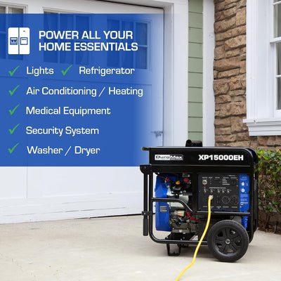 DuroMax XP13000EH Dual Fuel Portable Generator 13000 Watt Gas
