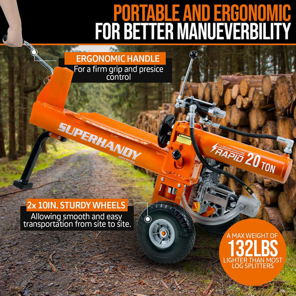 Super Handy GUO077 Log Splitter 20T Gas 7HP 209cc Portable New