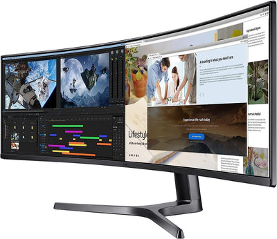SAMSUNG 49” Odyssey G9 Gaming Monitor, 1000R Curved Screen, QLED, Dual QHD Display, 240Hz, NVIDIA G-SYNC and FreeSync Premium Pro, LC49G95TSSNXZA, Black