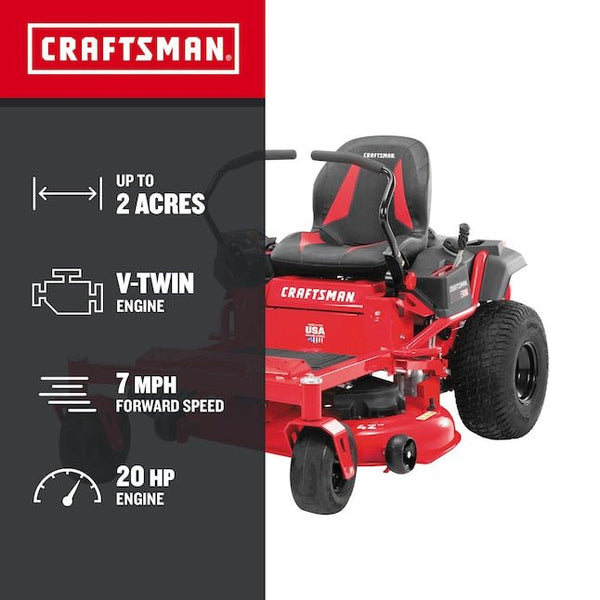 CRAFTSMAN Z5200 | 42 in Gas Zero-Turn Riding Lawn Mower | 20HP Kohler 7000 Twin-Cylinder Engine | High Back Seat (17RRFACS093)