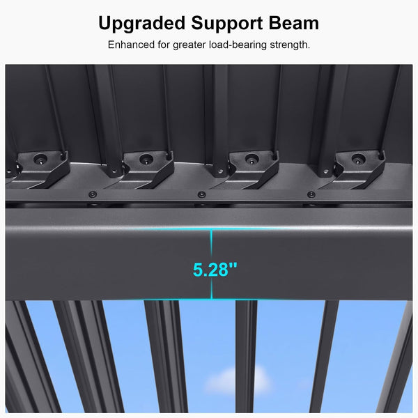 Louvered Pergola 10′ x 14′ Aluminum Pergola w/Independent Roof | 70 mph for stability, Reinforced beams add strength, Hidden drainage keeps dry, Independent louvers customize shade