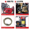 Simpson BB65106 Big Brute Pressure Washer Hot Water 4000 PSI 4 GPM Honda GX390 Electric Start New
