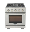 Kucht KFX300 30" Professional Gas Range with 4 Sealed Burners and Convection Oven with NG & LP Options New
