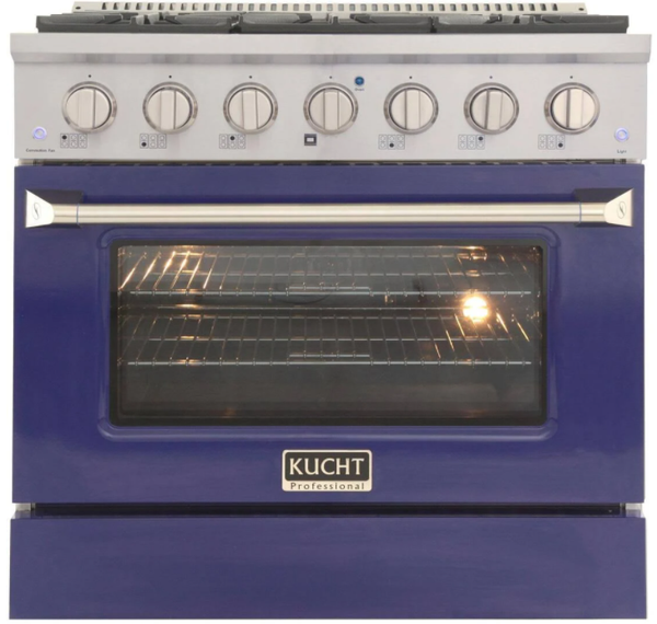 Kucht KNG361 36" Professional Gas Range with 6 Sealed Burners and Convection Oven with NG & LP Options New
