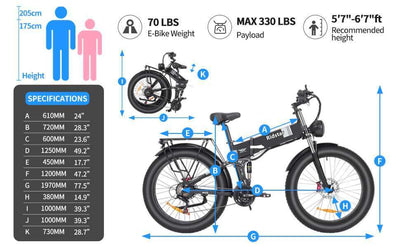 Ridstar H26 Pro Foldble Electric Bike 1500W Motor 48V 20AH/23AH Battery
