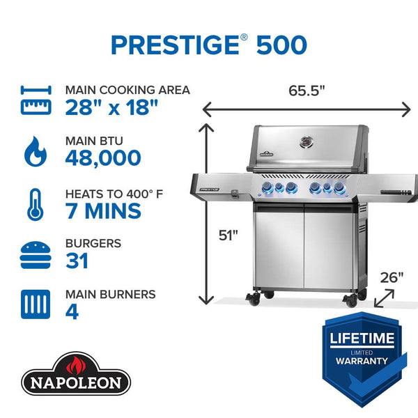 Napoleon Prestige 500 RSIB Grill with Infrared Side and Rear Burner