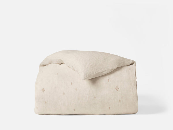 Coyuchi Cambria Embroidered Organic Linen Duvet Cover