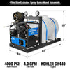 MechMaxx HPW40KBT Pressure Washer 4000 PSI 4 GPM KOHLER Electric Start Hot Water Skid Mounted with 245 Gal Tank New