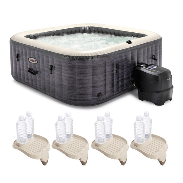 Intex PureSpa Plus Graystone Inflatable Hot Tub, 94 x 28″, w/ Cup Holder 4-Pack