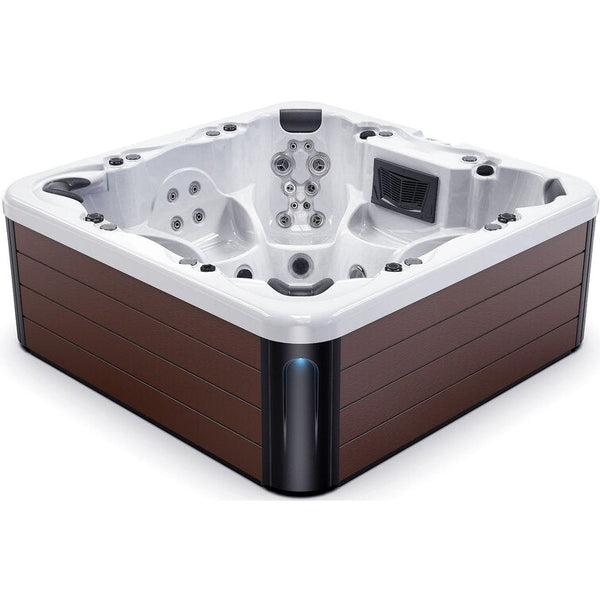 Luxuria Spas 7 – Person 100 – Jet Acrylic RectangularHot Tub with Bluetooth Speakers and Ozonator in Mocha