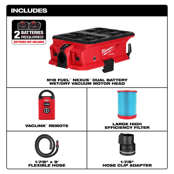 Milwaukee 0926-20 M18 FUEL 18V NEXUS Dual Battery Vacuum Motor Head - Bare Tool