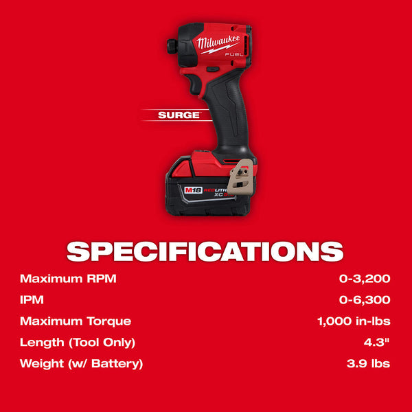 Milwaukee 2761-22 M18 FUEL SURGE 18V 1/4" Cordless Hex Hydraulic Driver Kit
