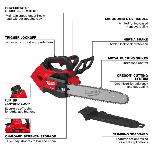 Milwaukee 2826-20TC M18 FUEL 18V 14" Cordless Top Handle Chainsaw w/ Case