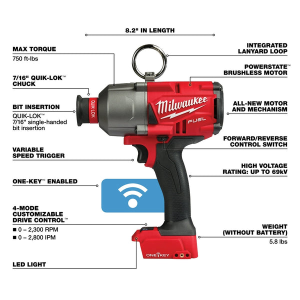 Milwaukee 2865-20 M18 FUEL 18 Volt 7/16 Inch Hex Utility Impact Wrench-Bare Tool