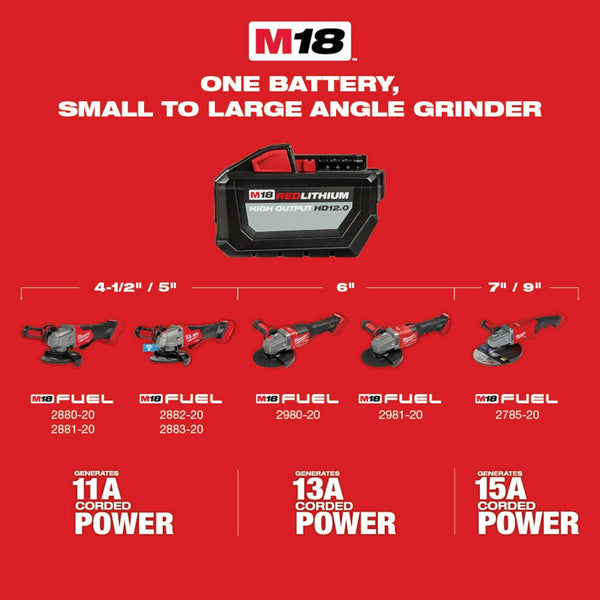 Milwaukee 2889-20 M18 FUEL 18V Variable Speed Braking Slide Grinder - Bare Tool