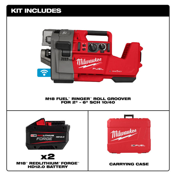 Milwaukee 2928-22 M18 FUEL 18V RINGER Roll Groover for 2" â€“ 6" Sch 10/40