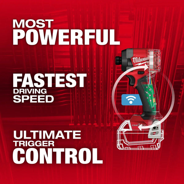 Milwaukee 2957-20 M18 FUEL 18V 1/4" Hex Impact Driver w/ ONE-KEY - Bare Tool