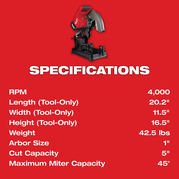 Milwaukee 2990-80 M18 FUEL 14" Li-Ion Brushless Abrasive Chop Saw - Bare Tool - Recon