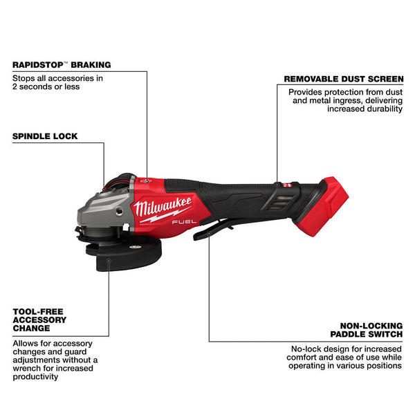 Milwaukee 3670-20x8 M18 FUEL 4-1/2"-6" Grinder Paddle Switch w/ 8AH Battery