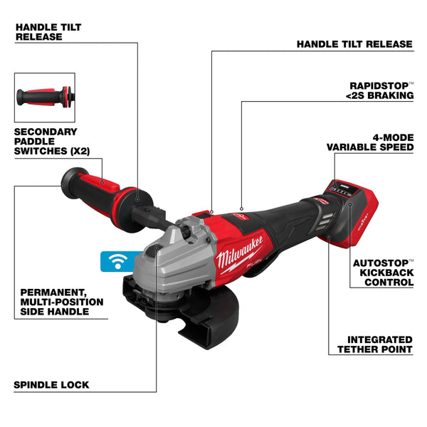 Milwaukee 3676-20 M18 FUEL 18V 4-1/2"-6" Grinder Paddle Switch - Bare Tool