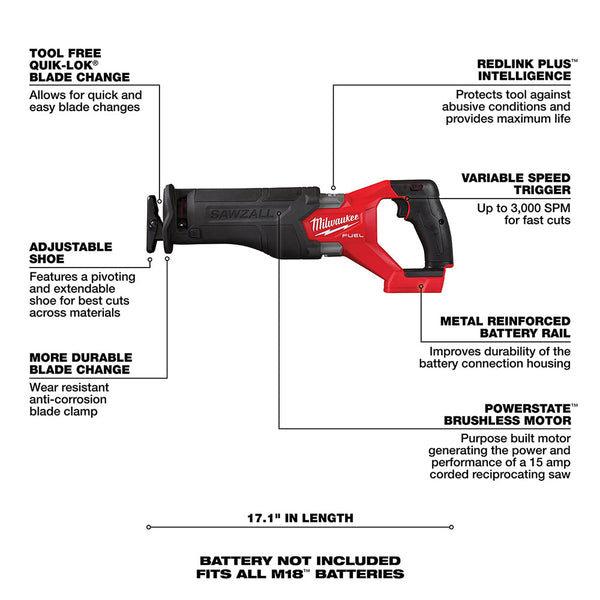 Milwaukee 3697-27 M18 FUEL 18V 7 Tool Cordless Lithium-Ion Combo Kit