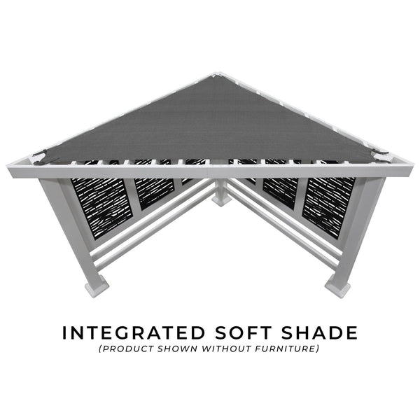 Ridgedale Modern Steel Cabana Pergola with Conversational Seating