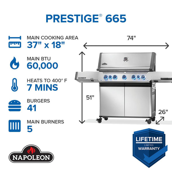 Napoleon Prestige 665 Connected Grill with Infrared Side and Rear Burner