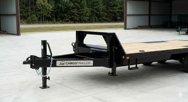 8.5×25 Gooseneck Flatbed Equipment Trailer – Tandem Dual Axle Black – CARGOTRAILER