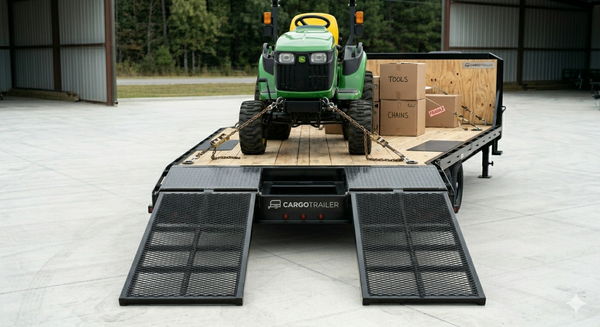 8.5×25 Gooseneck Flatbed Equipment Trailer – Tandem Dual Axle Black – CARGOTRAILER